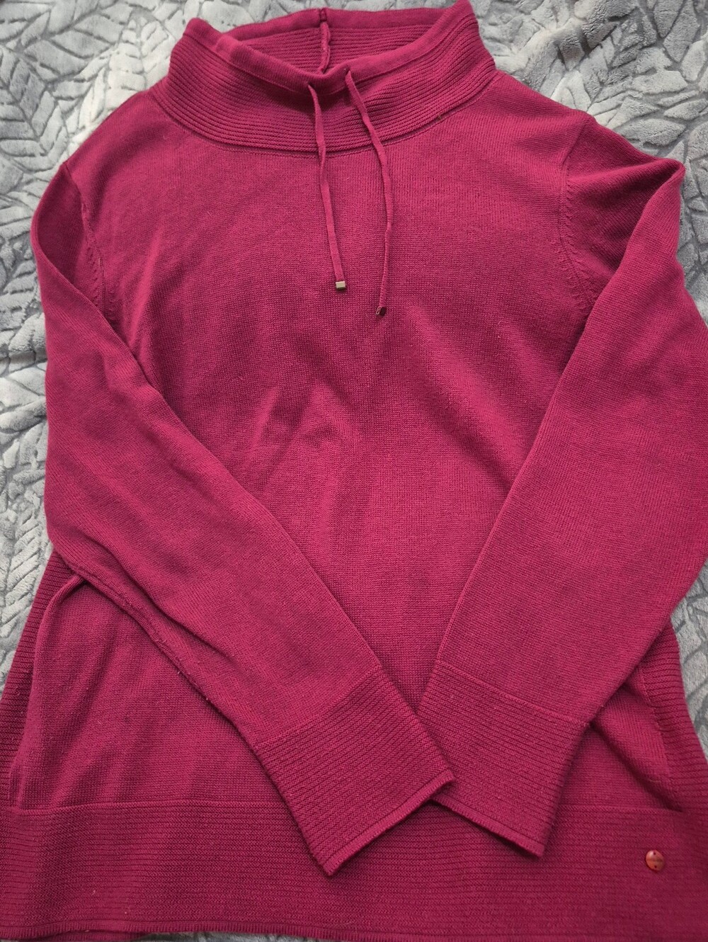 Women's Raspberry Funnel Neck Drawcord Sweater